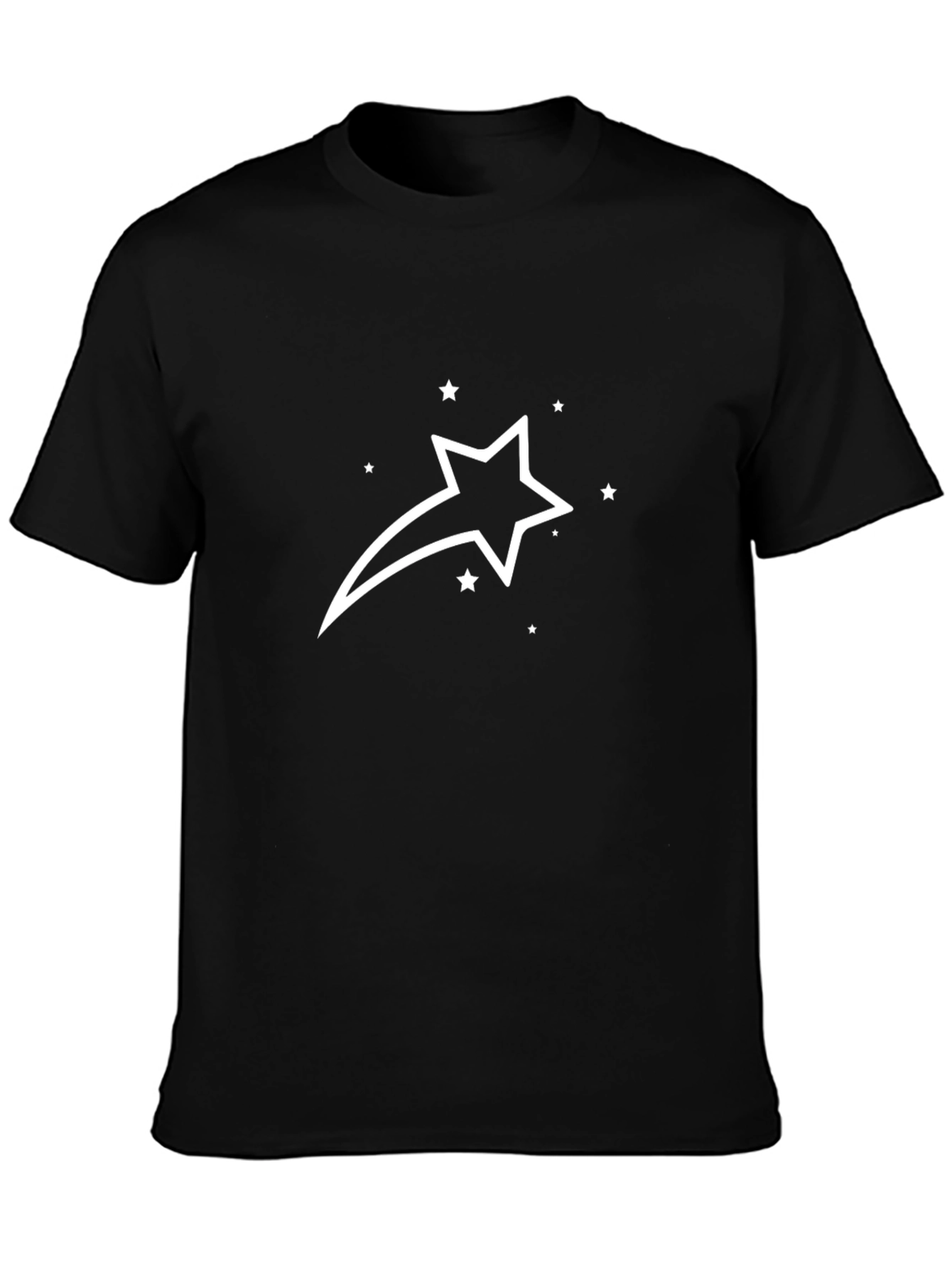 Black T-Shirt with White Star Graphic