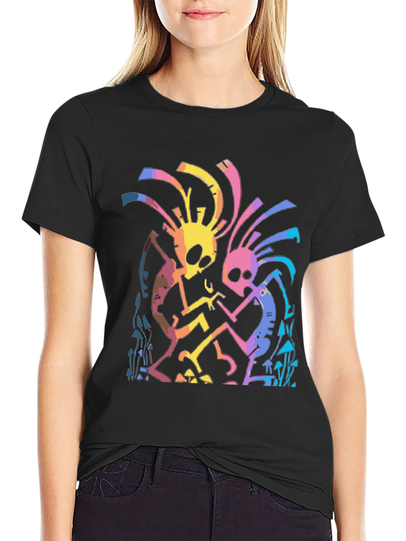 Psychedelic Dancing Skeletons Graphic Tee