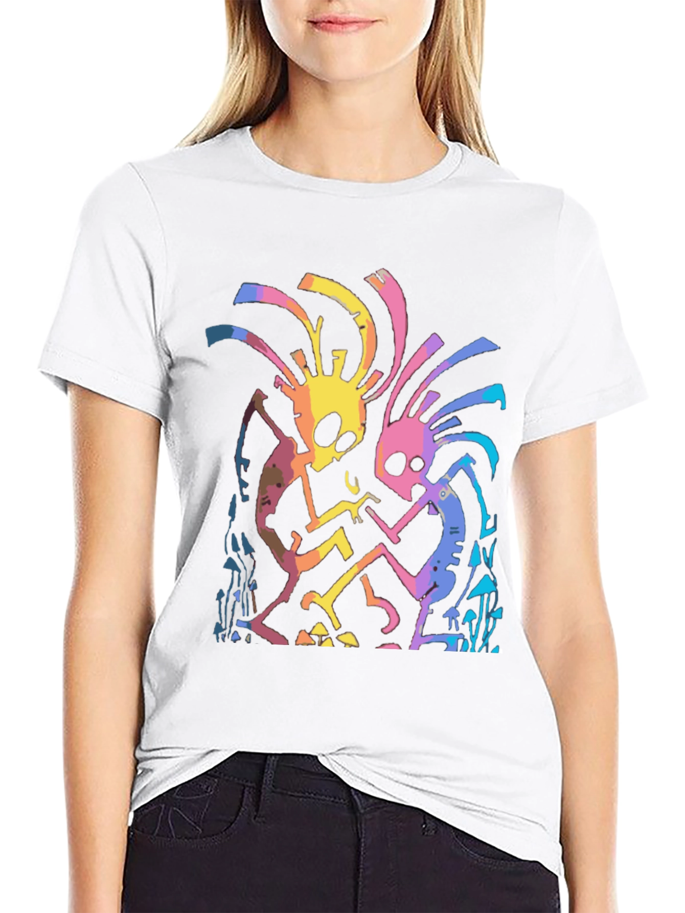 Psychedelic Dancing Skeletons Graphic Tee