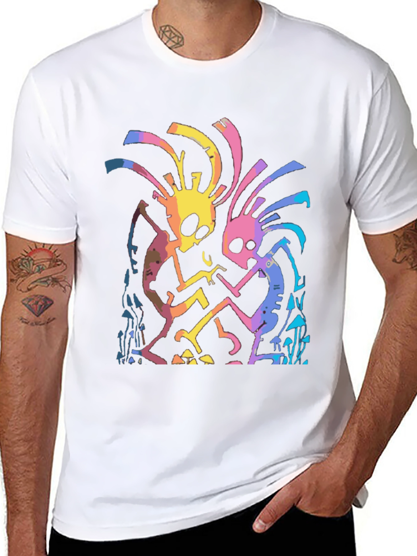 Psychedelic Dancing Skeletons Graphic Tee
