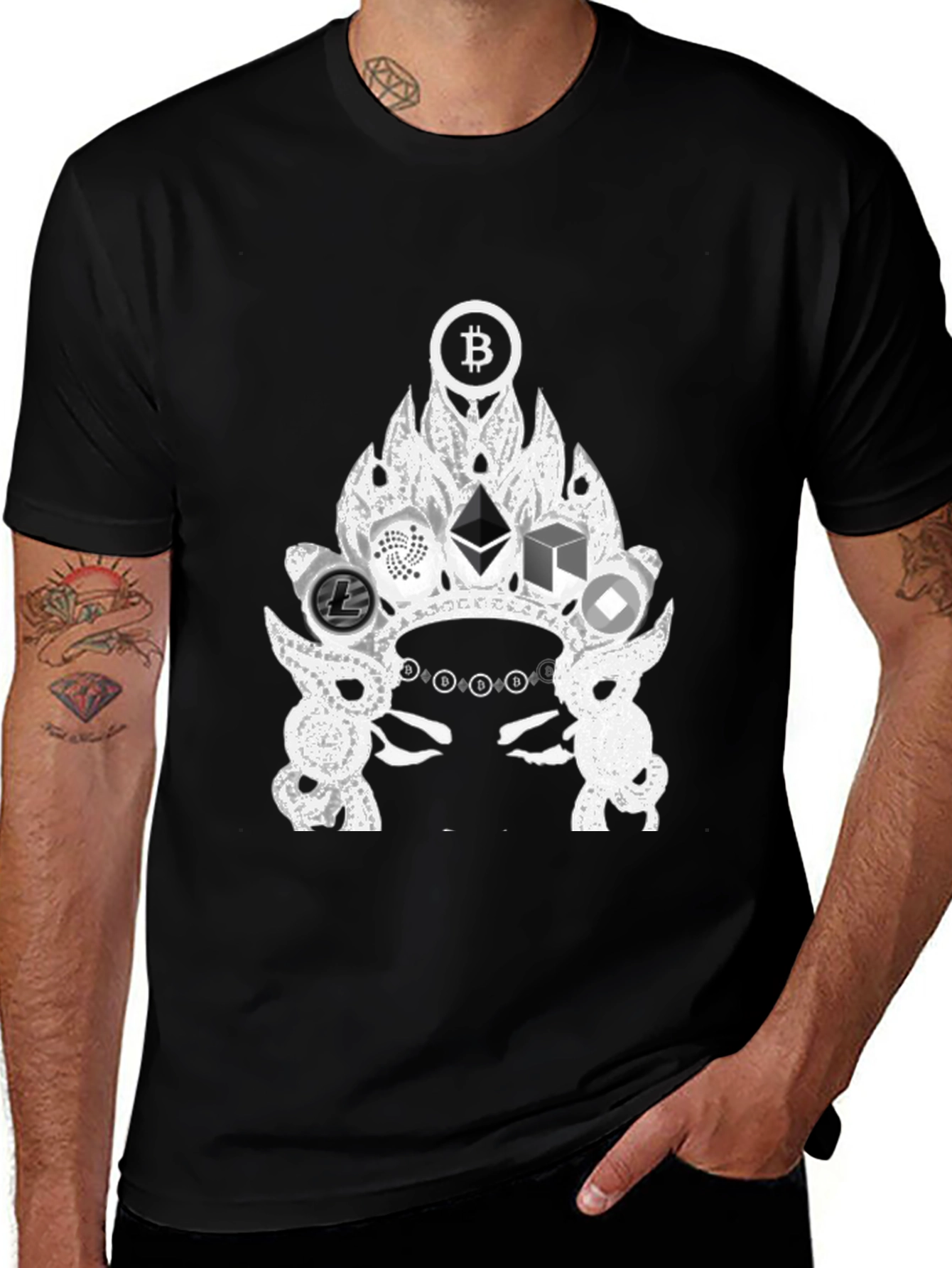Crypto Crown T-Shirt - Bitcoin Ethereum Litecoin