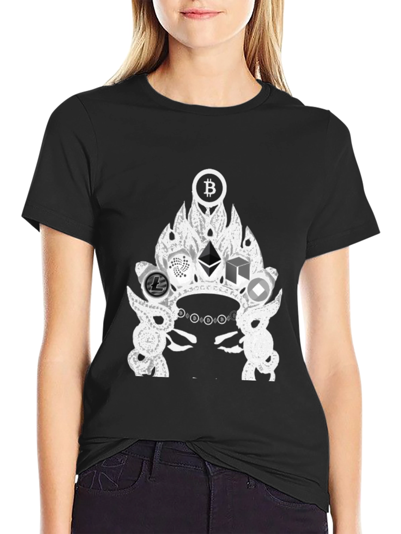 Crypto Crown T-Shirt - Bitcoin Ethereum Litecoin