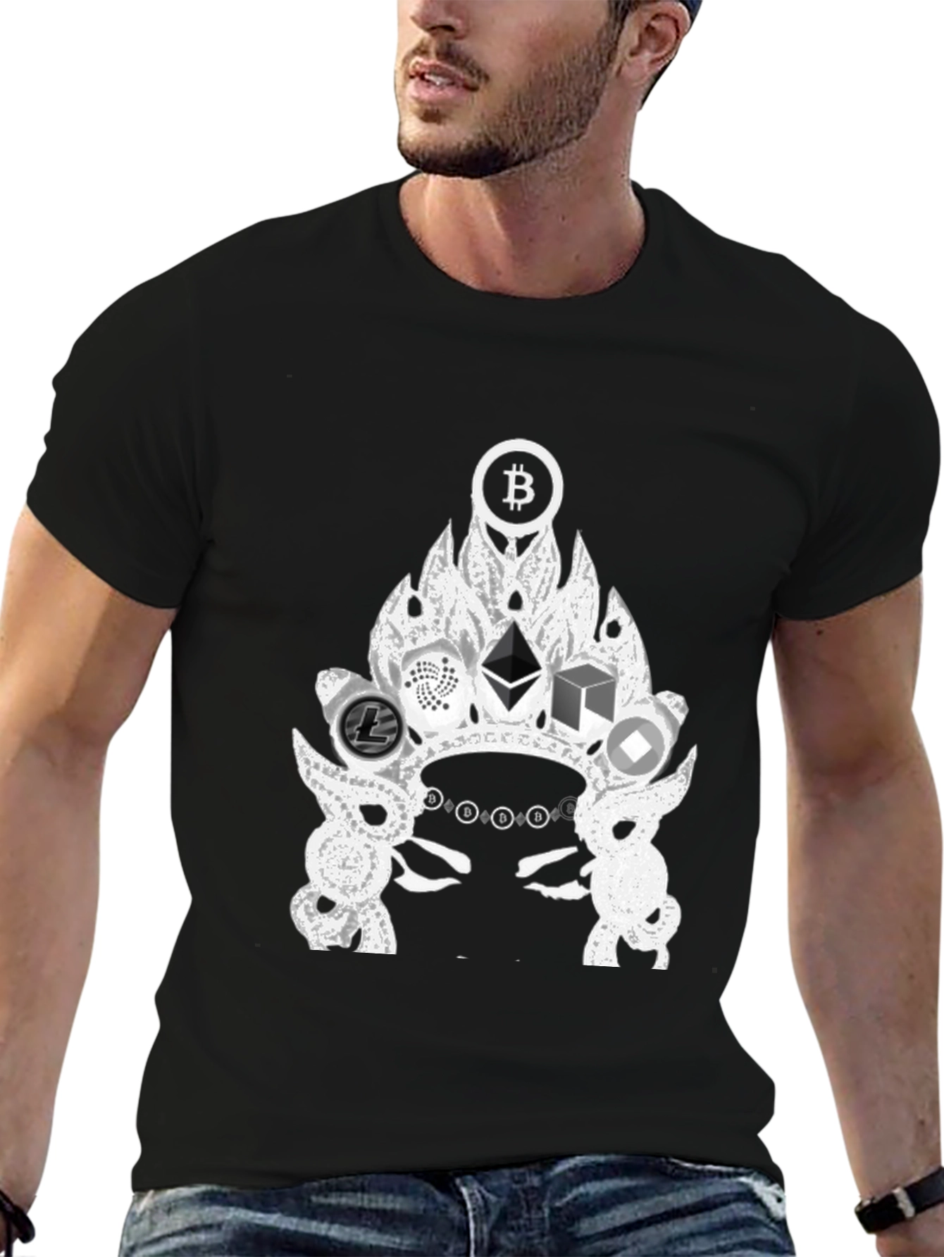 Crypto Crown T-Shirt - Bitcoin Ethereum Litecoin