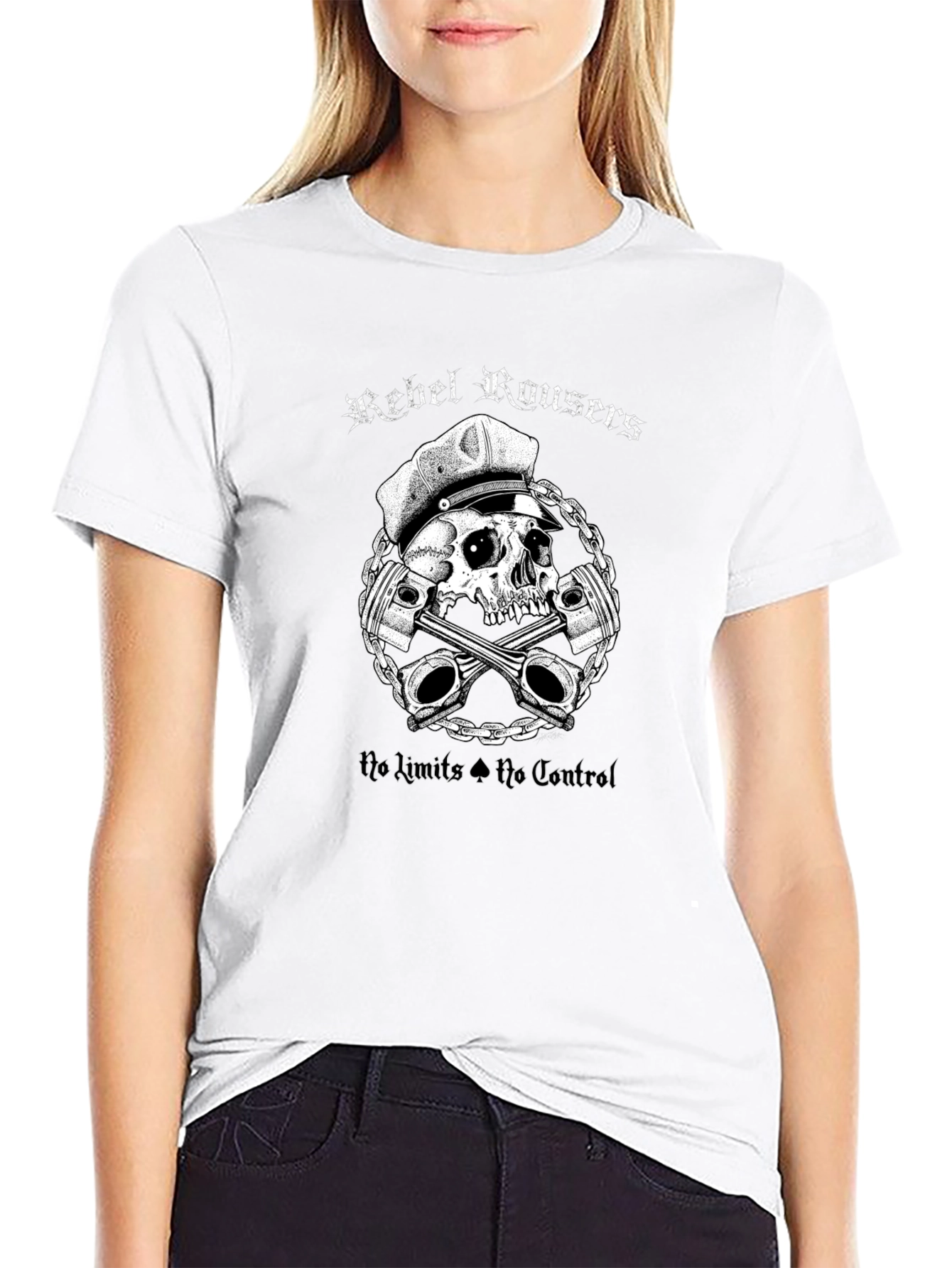 Rebel Rousers Skull & Pistons Graphic T-Shirt