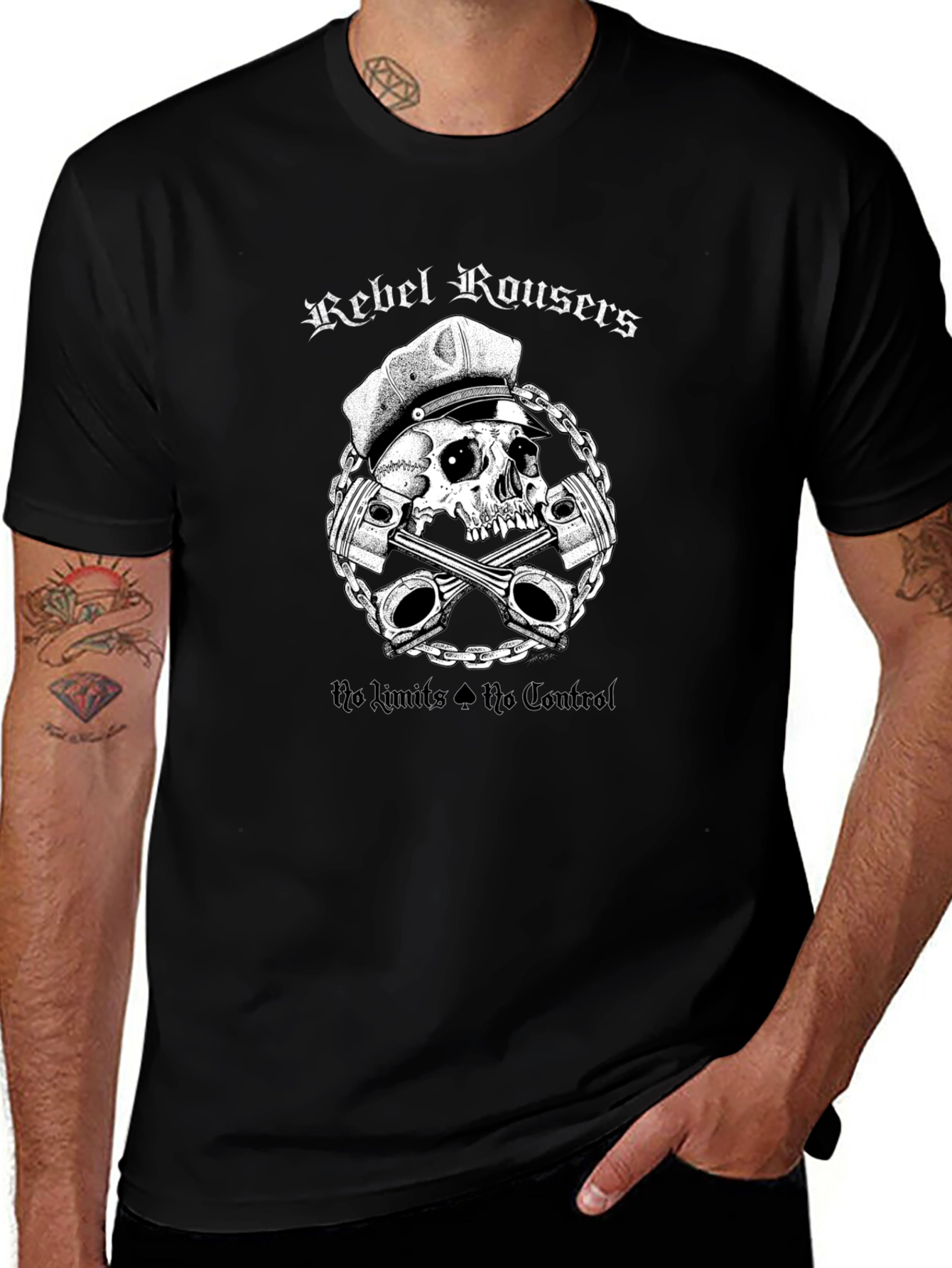 Rebel Rousers Skull & Pistons Graphic T-Shirt