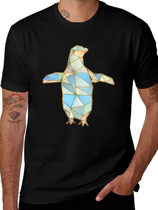 Geometric Penguin Graphic Tee - Modern Art Design