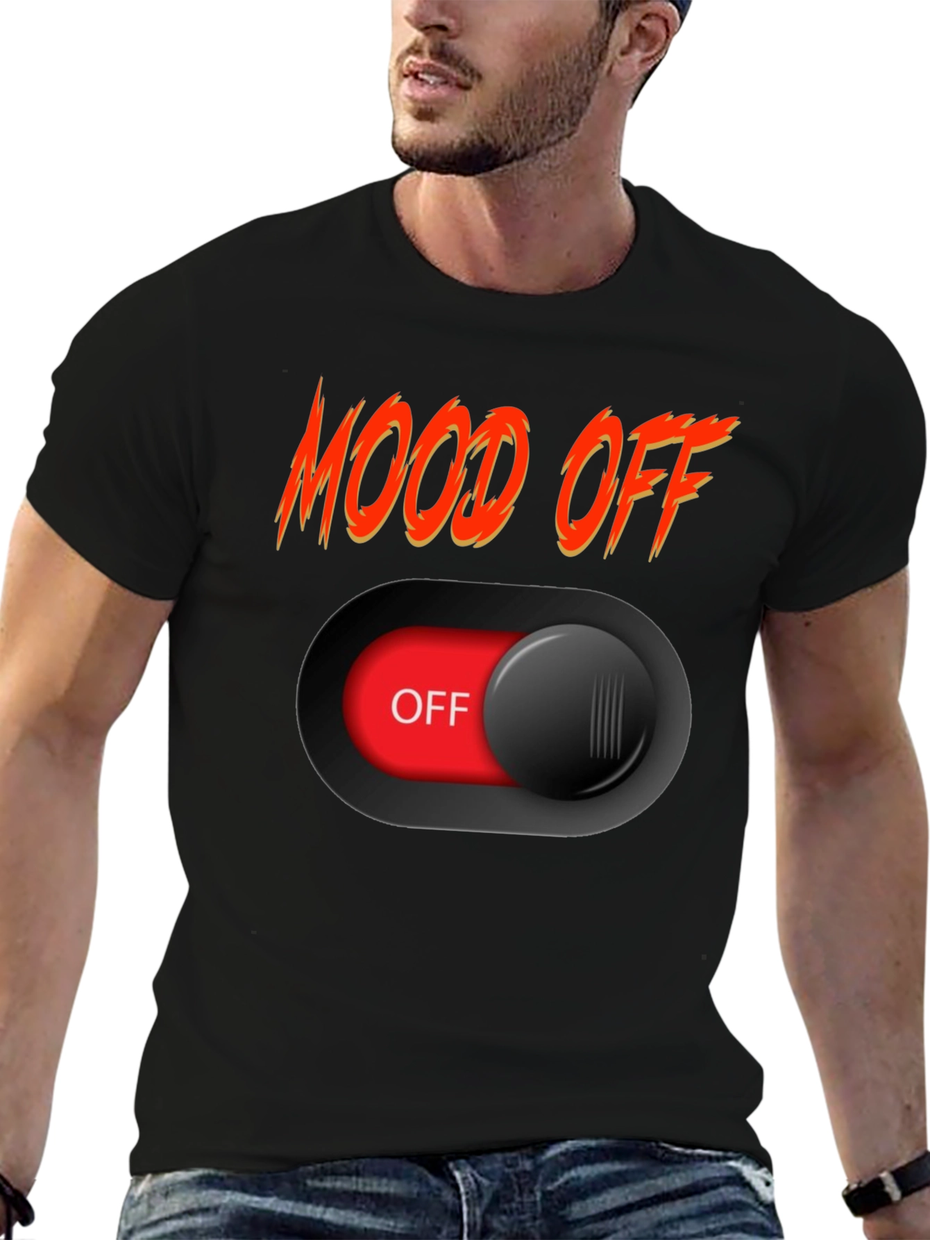 Mood Off Graphic Tee - Black Cotton T-Shirt