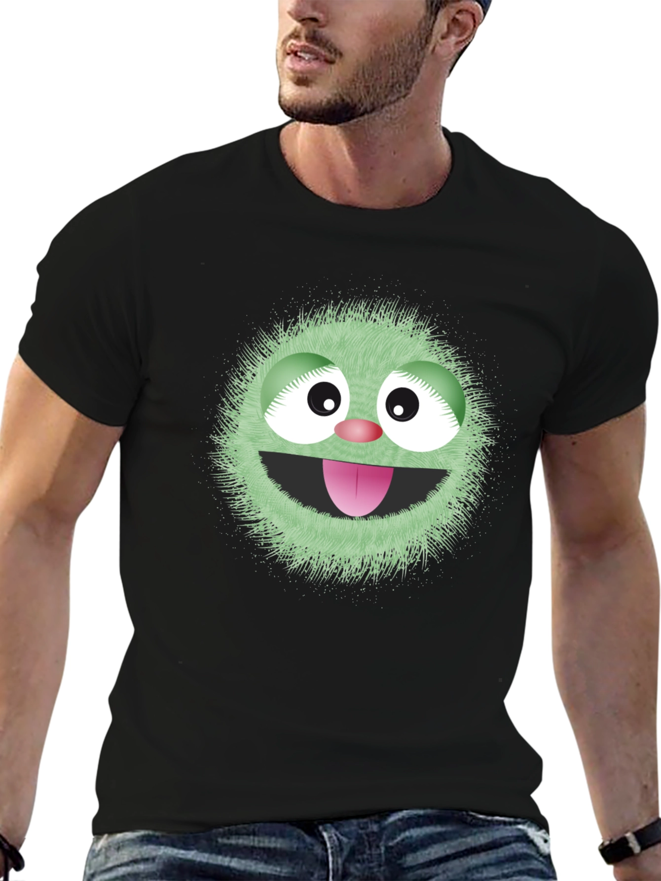 Fun Monster Graphic Tee - Black Cotton T-Shirt