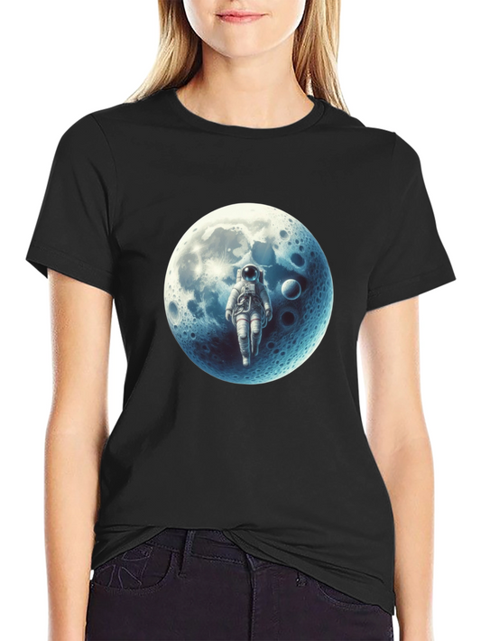 Astronaut Moon Graphic Black T-Shirt