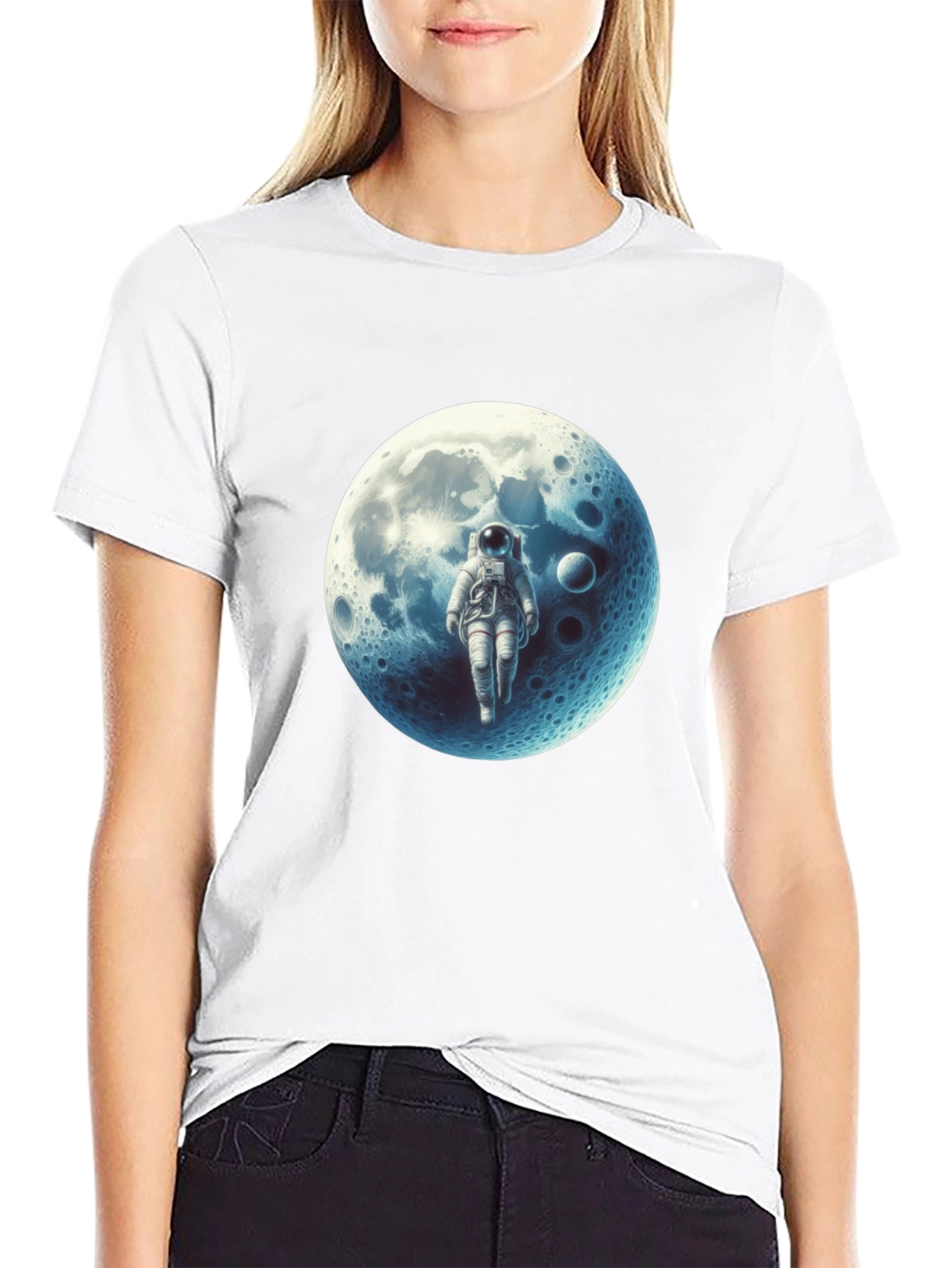 Astronaut Moon Graphic Black T-Shirt