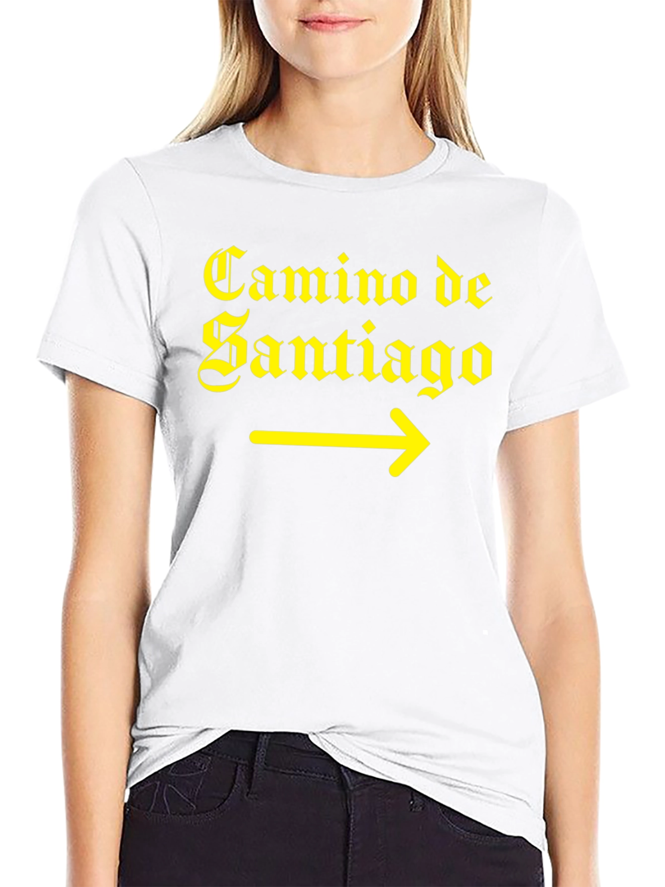 Camino de Santiago T-Shirt Yellow Arrow Black