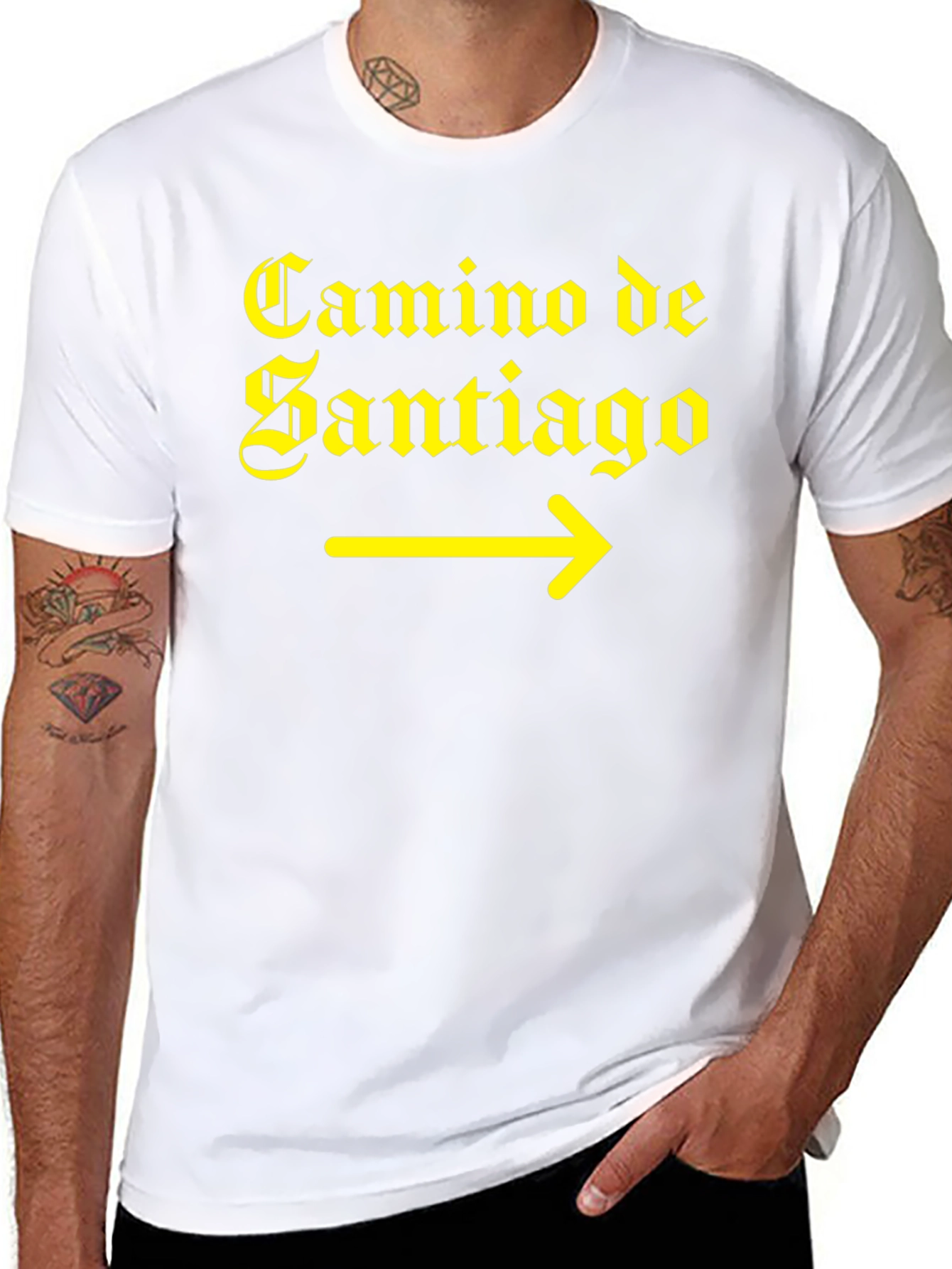 Camino de Santiago T-Shirt Yellow Arrow Black
