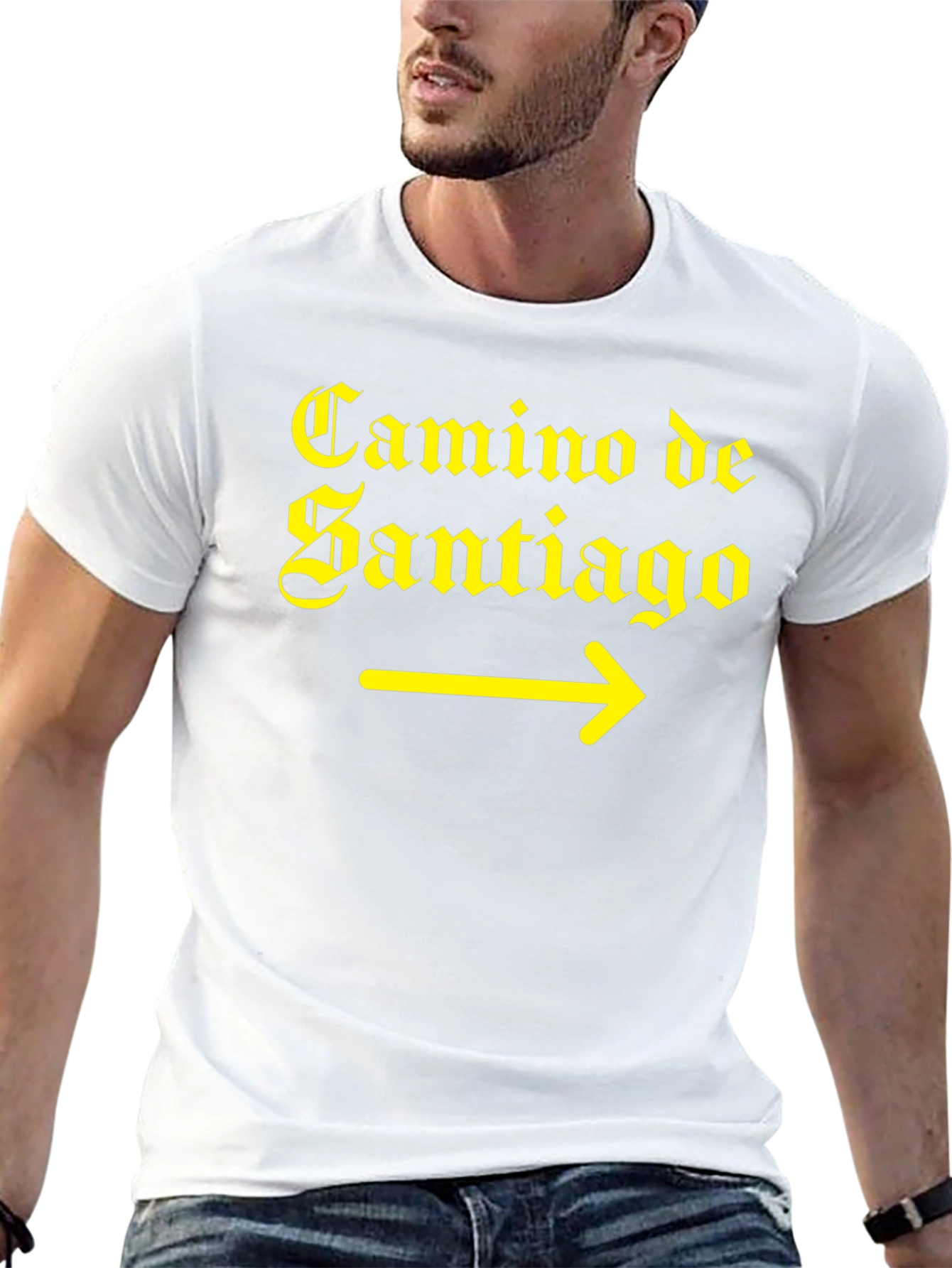 Camino de Santiago T-Shirt Yellow Arrow Black