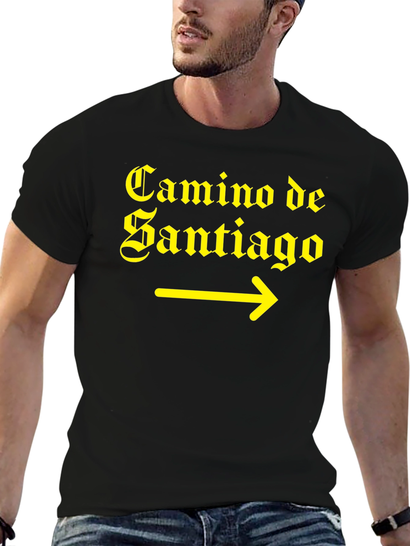 Camino de Santiago T-Shirt Yellow Arrow Black