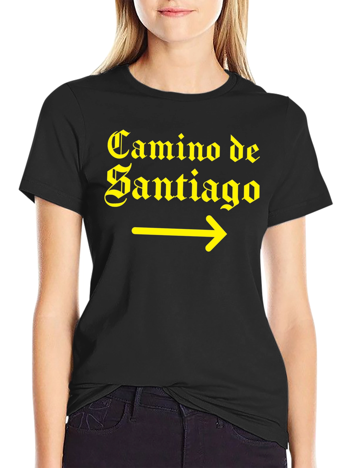 Camino de Santiago T-Shirt Yellow Arrow Black