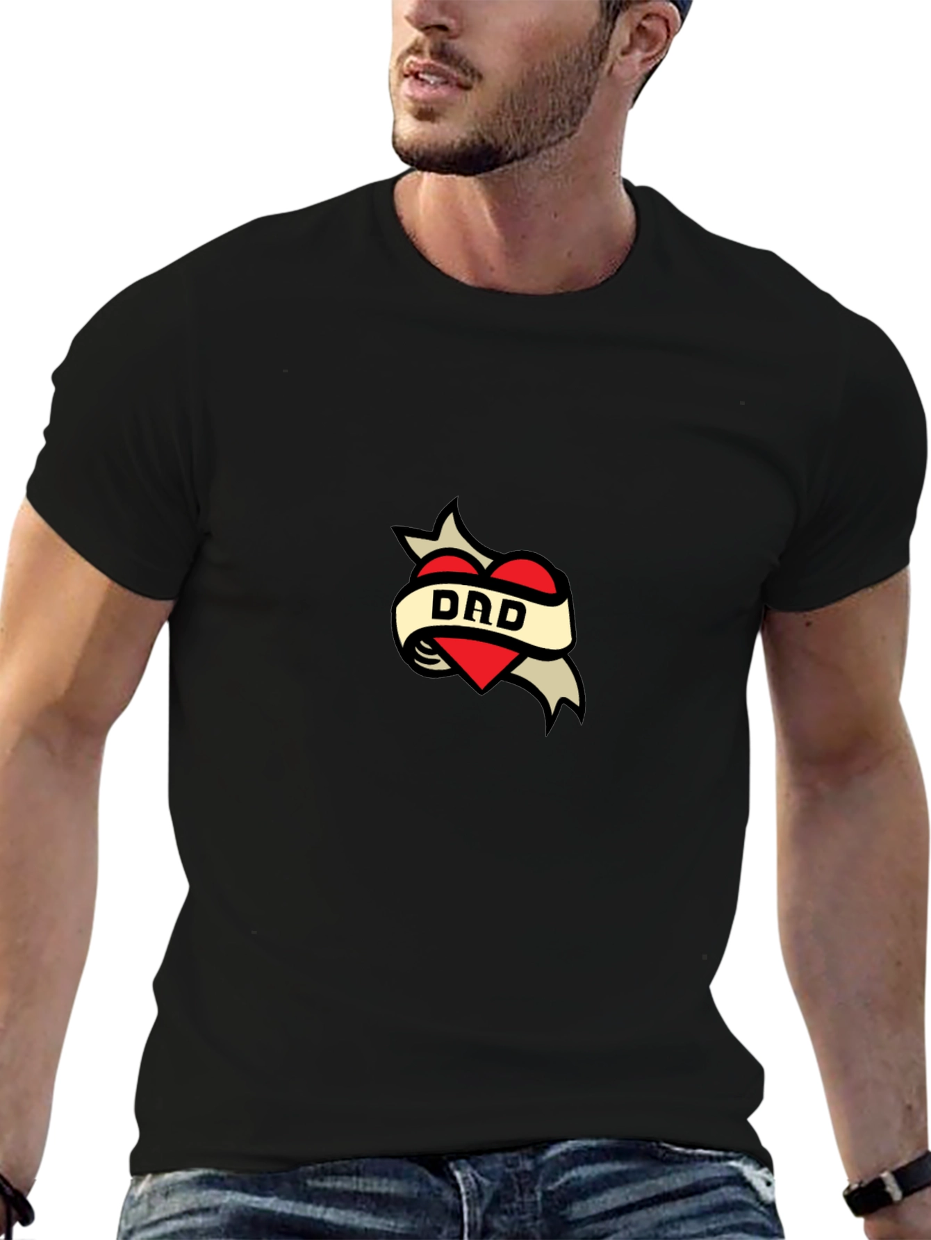 Dad Tattoo Heart Graphic T-Shirt