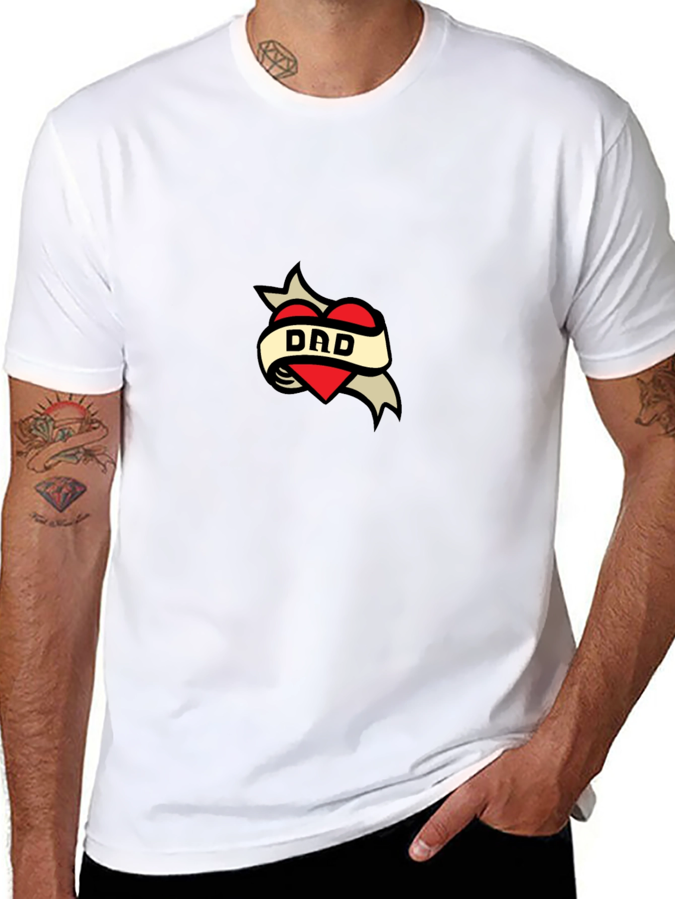 Dad Tattoo Heart Graphic T-Shirt