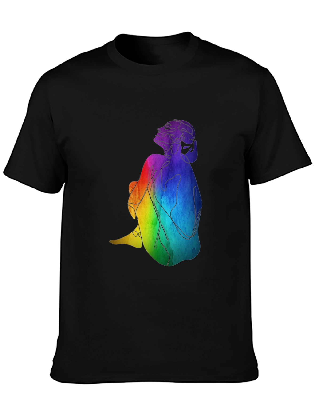 Rainbow Woman Graphic Black T-Shirt