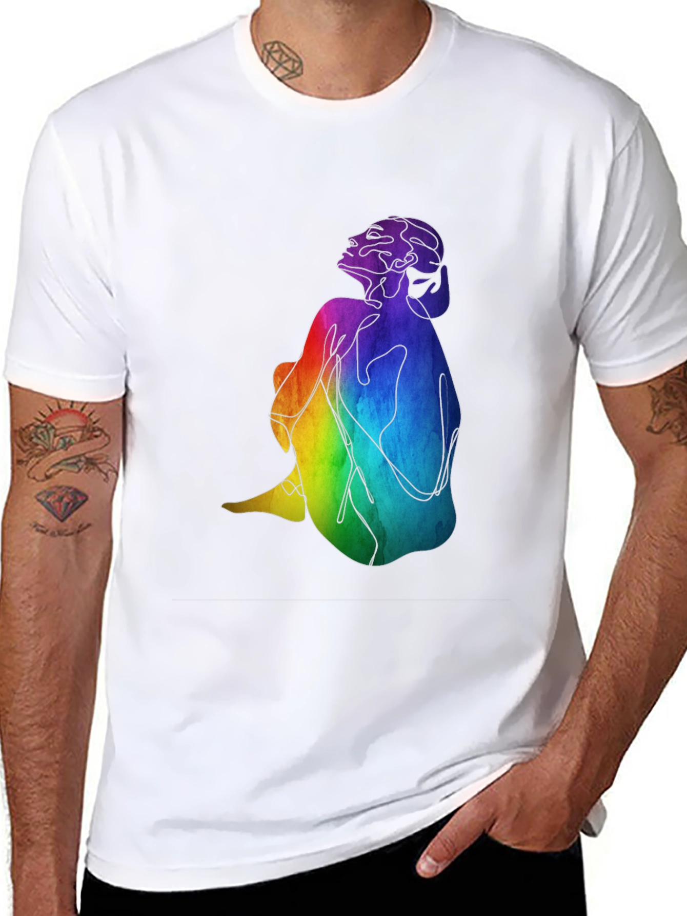 Rainbow Woman Graphic Black T-Shirt