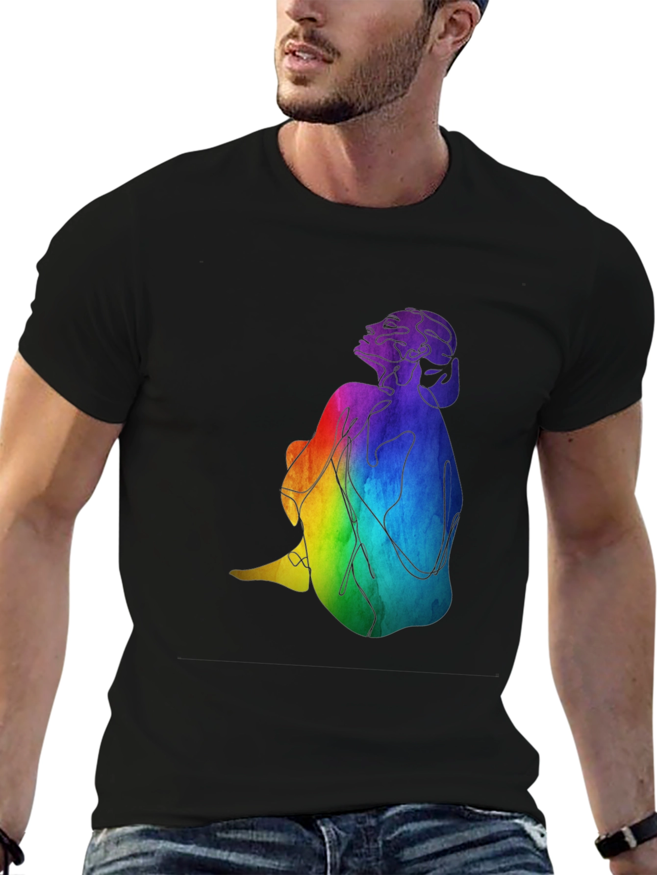 Rainbow Woman Graphic Black T-Shirt