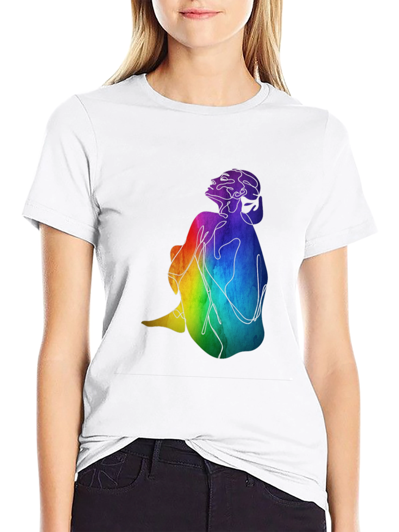 Rainbow Woman Graphic Black T-Shirt