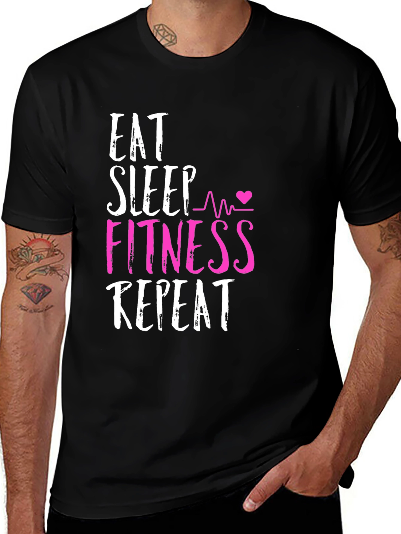 Eat Sleep Fitness Repeat Graphic Tee