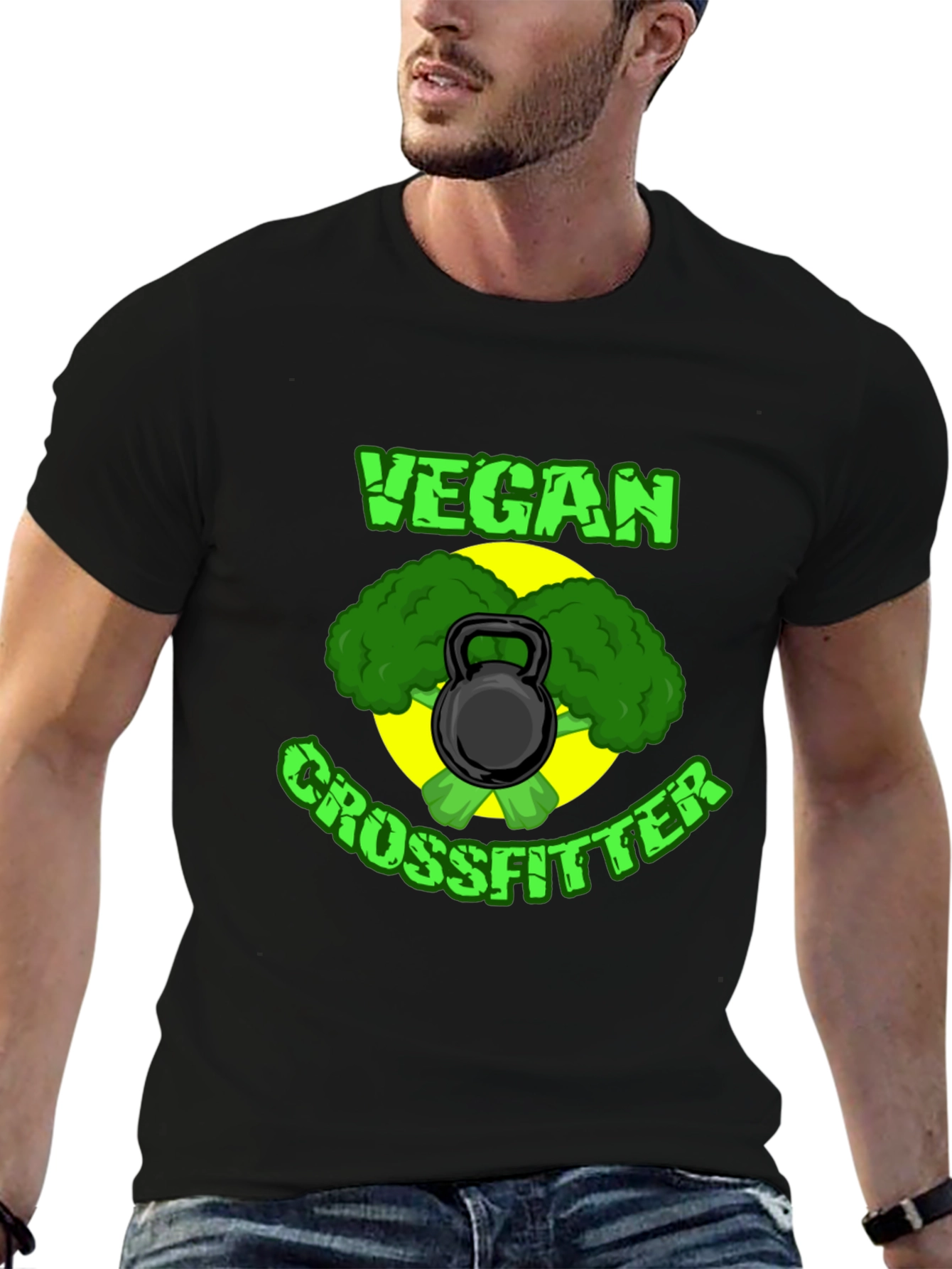 Vegan Crossfitter Black T-Shirt - Fitness & Plant-Based Power!