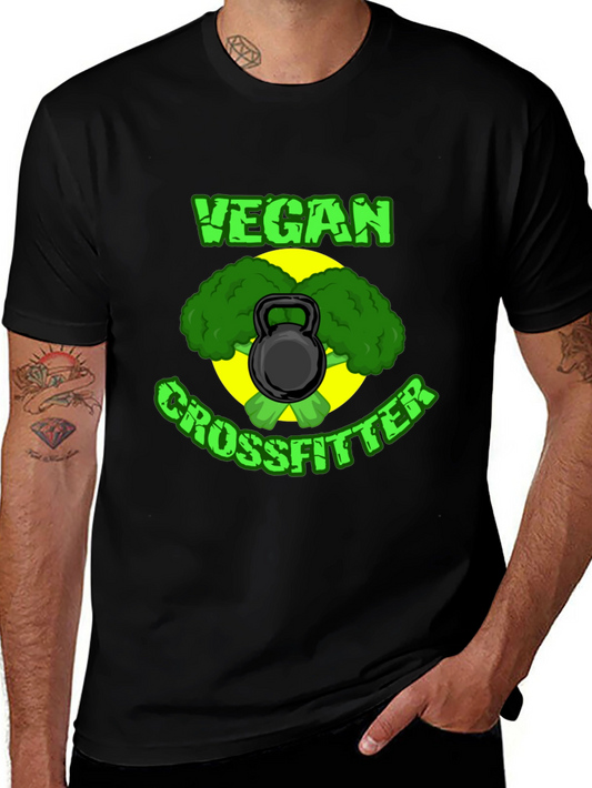 Vegan Crossfitter Black T-Shirt - Fitness & Plant-Based Power!
