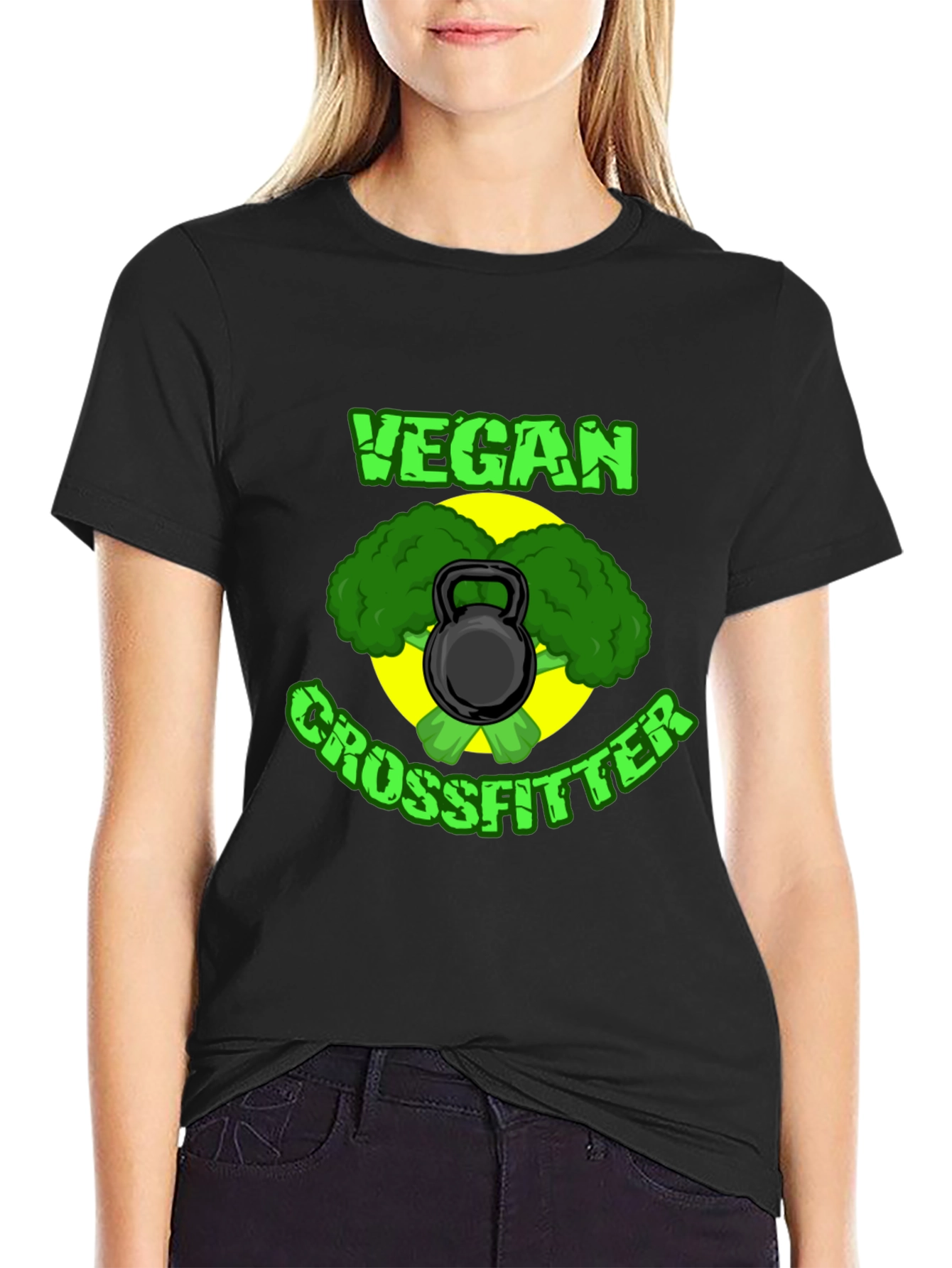 Vegan Crossfitter Black T-Shirt - Fitness & Plant-Based Power!
