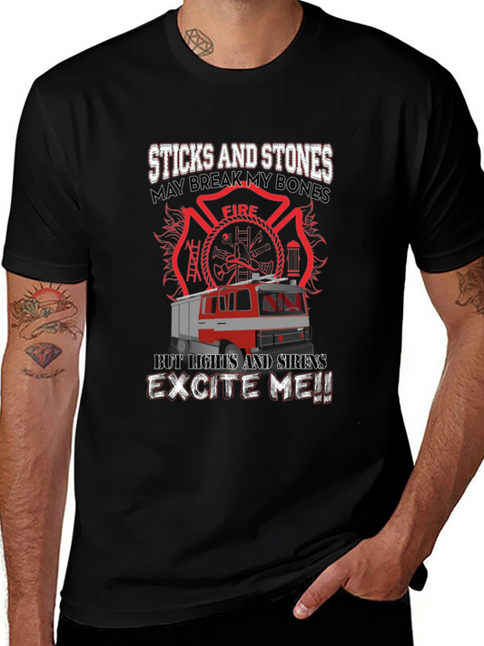Firefighter Humor T-Shirt - Sticks & Stones Design