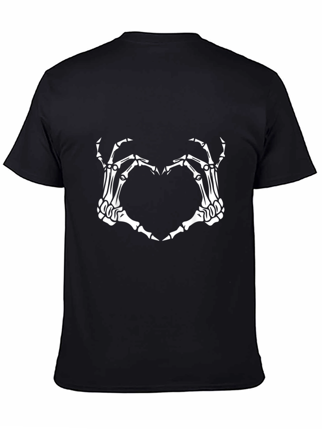 Skeleton Hand Heart Graphic Tee - Black Cotton Blend