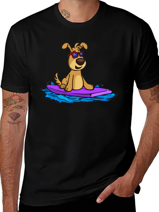 Dog Surfing T-Shirt - Cool Cartoon Design