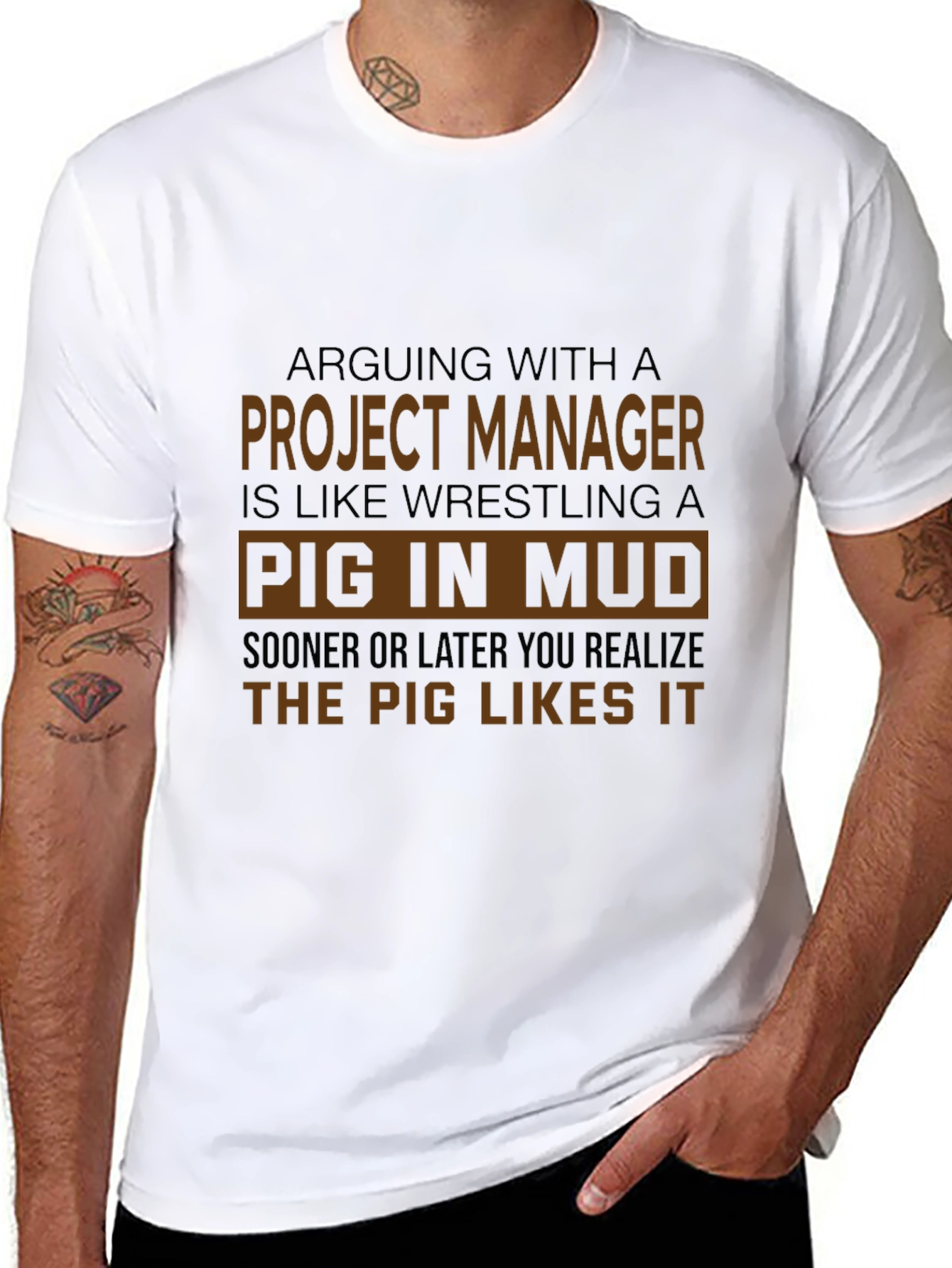 Project Manager Pig in Mud T-Shirt