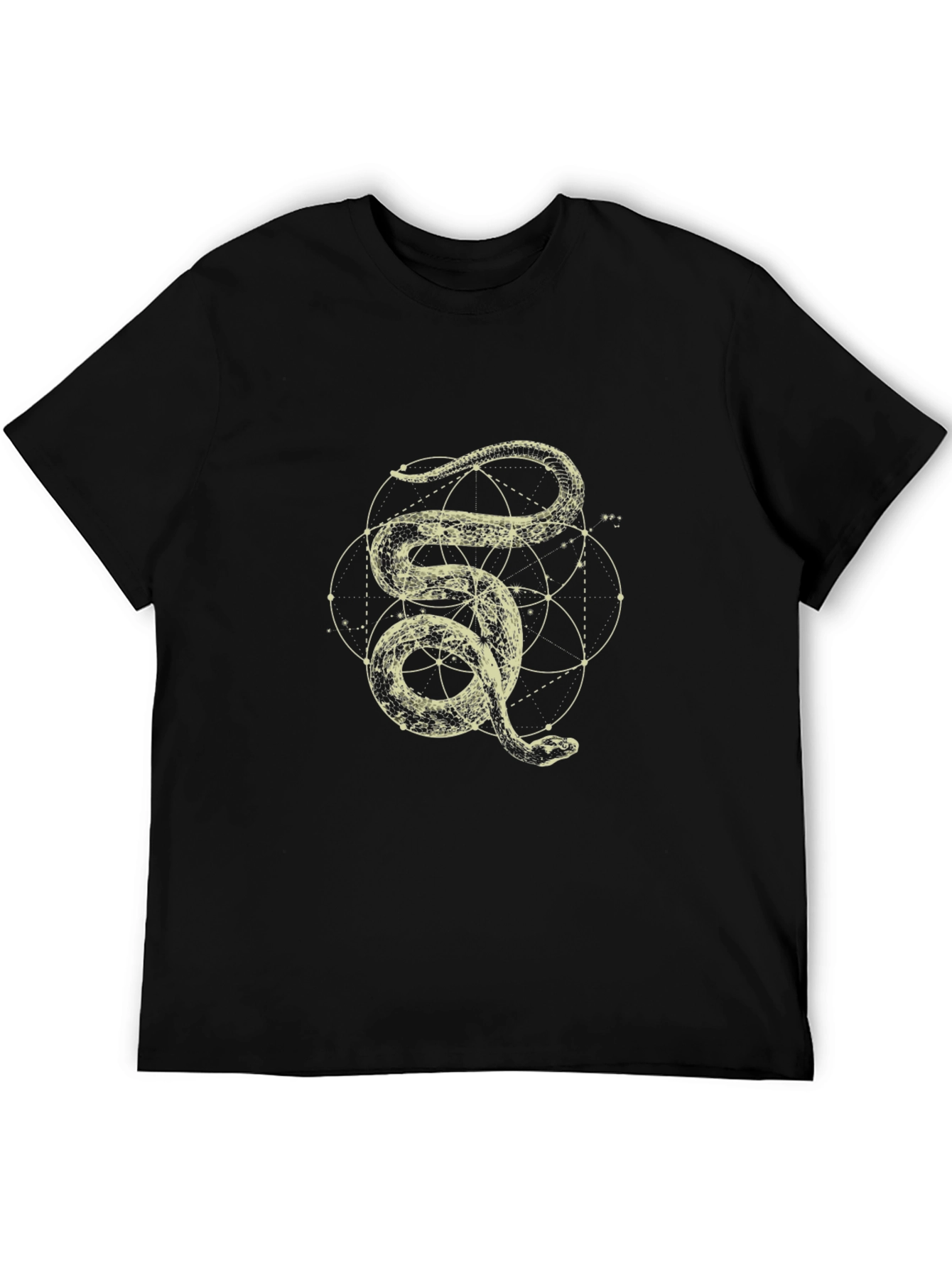 Geometric Snake Graphic Tee - Modern Style