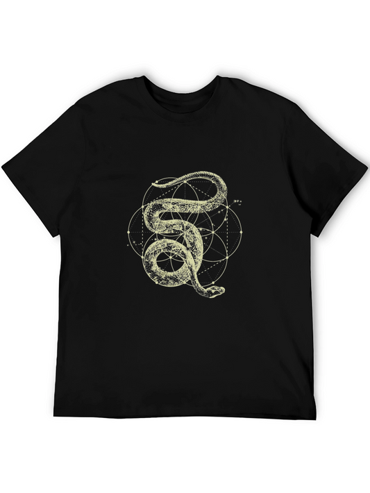 Geometric Snake Graphic Tee - Modern Style