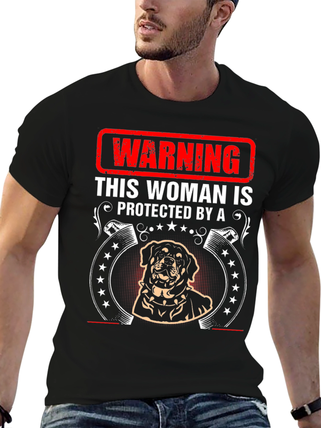 Warning Protected By Rottweiler T-Shirt
