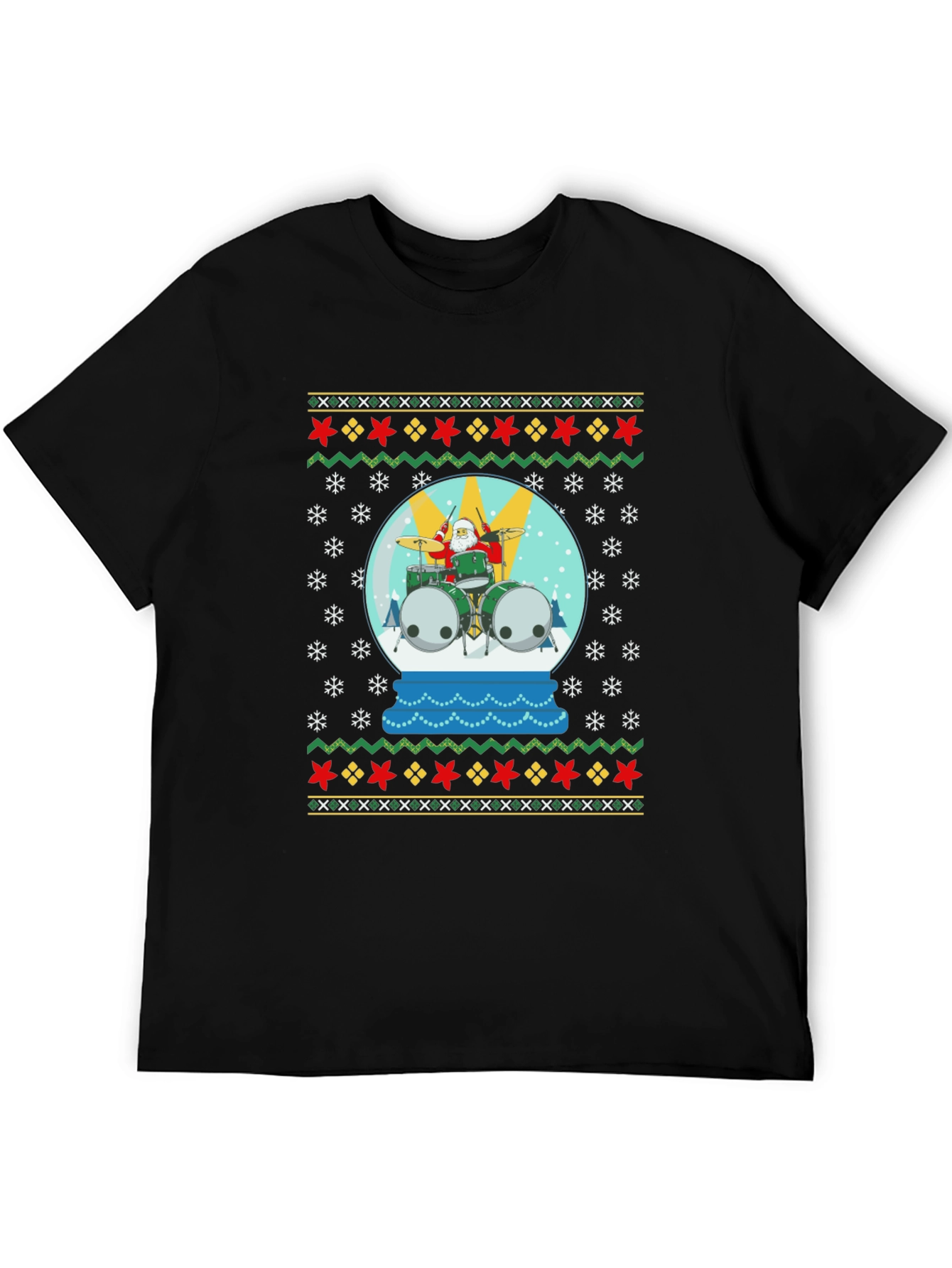 Santa Drummer Ugly Christmas T-Shirt