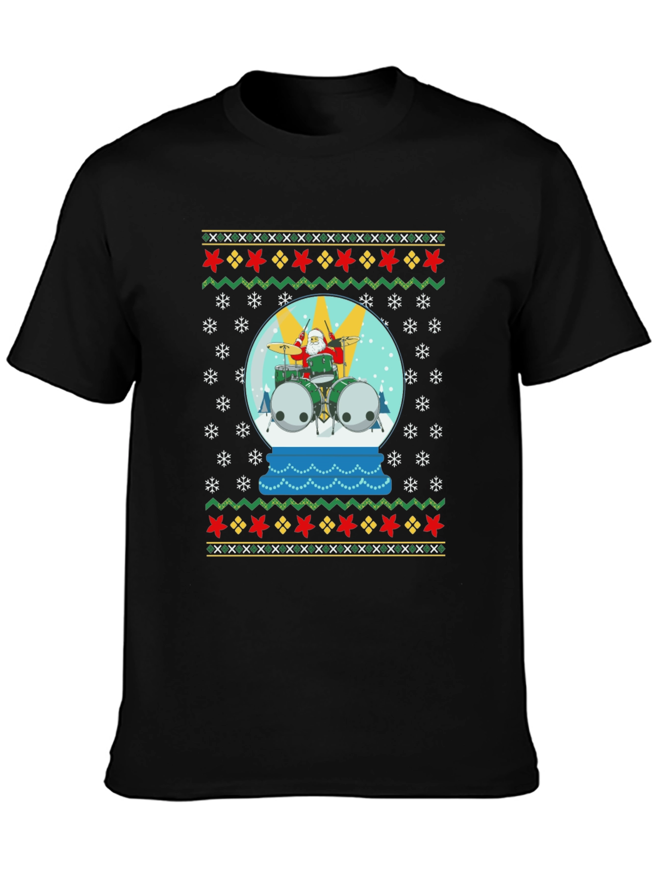 Santa Drummer Ugly Christmas T-Shirt