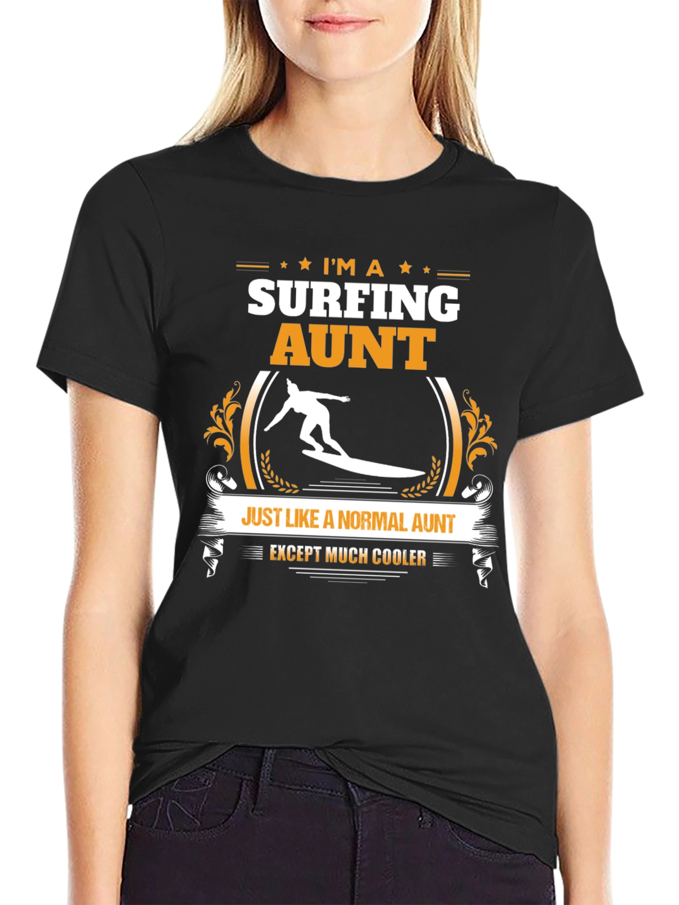 Surfing Aunt Graphic Tee - Cool Aunt Shirt