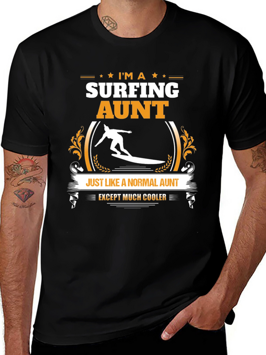 Surfing Aunt Graphic Tee - Cool Aunt Shirt