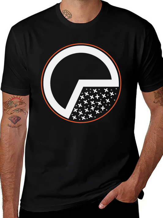 Graphic Tee: Black Circle Design Cotton T-Shirt