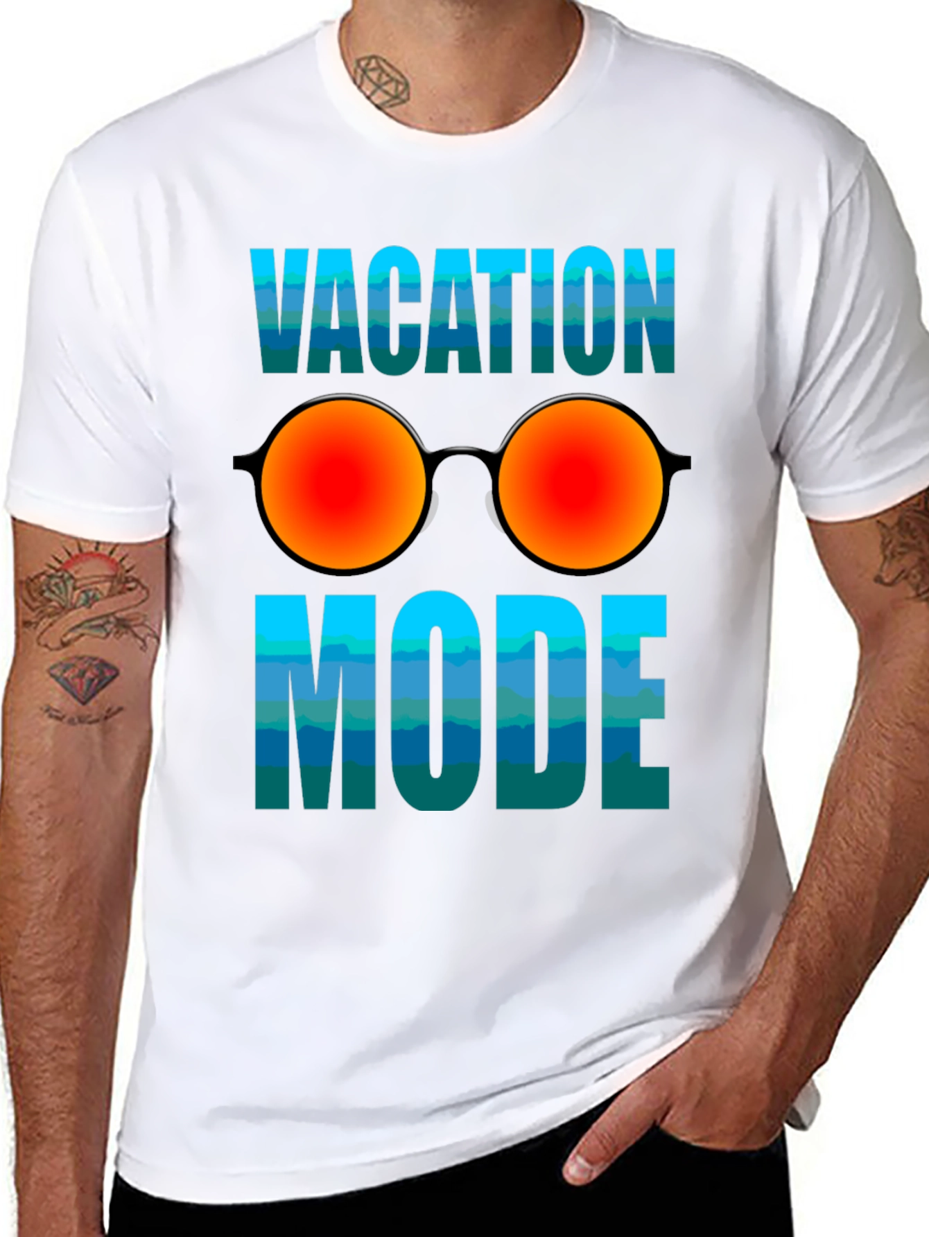 Vacation Mode T-Shirt with Sunglasses Graphic - Relaxed Fit