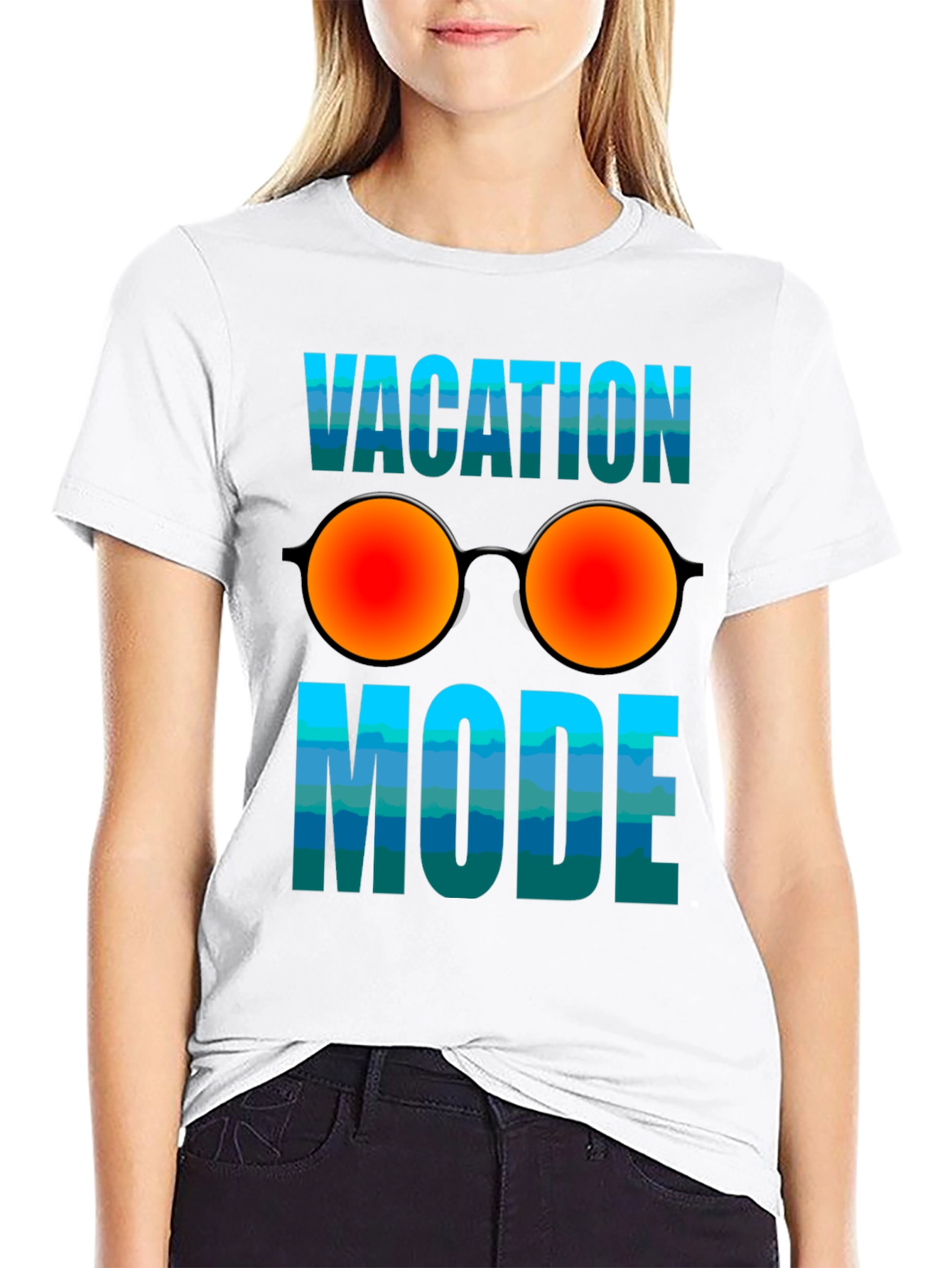 Vacation Mode T-Shirt with Sunglasses Graphic - Relaxed Fit