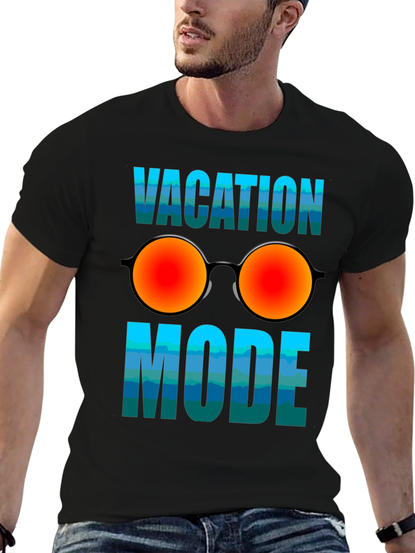 Vacation Mode T-Shirt with Sunglasses Graphic - Relaxed Fit