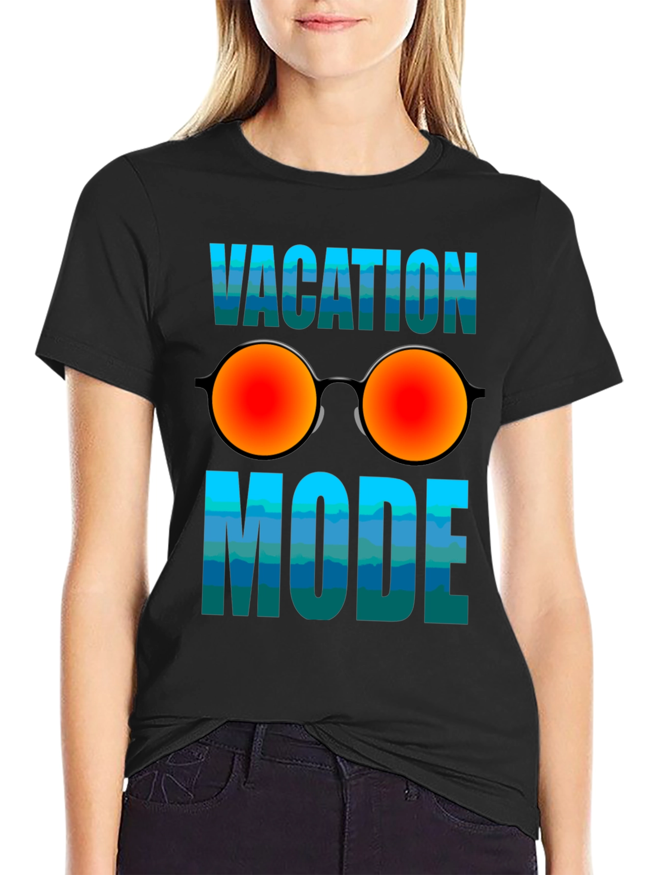 Vacation Mode T-Shirt with Sunglasses Graphic - Relaxed Fit