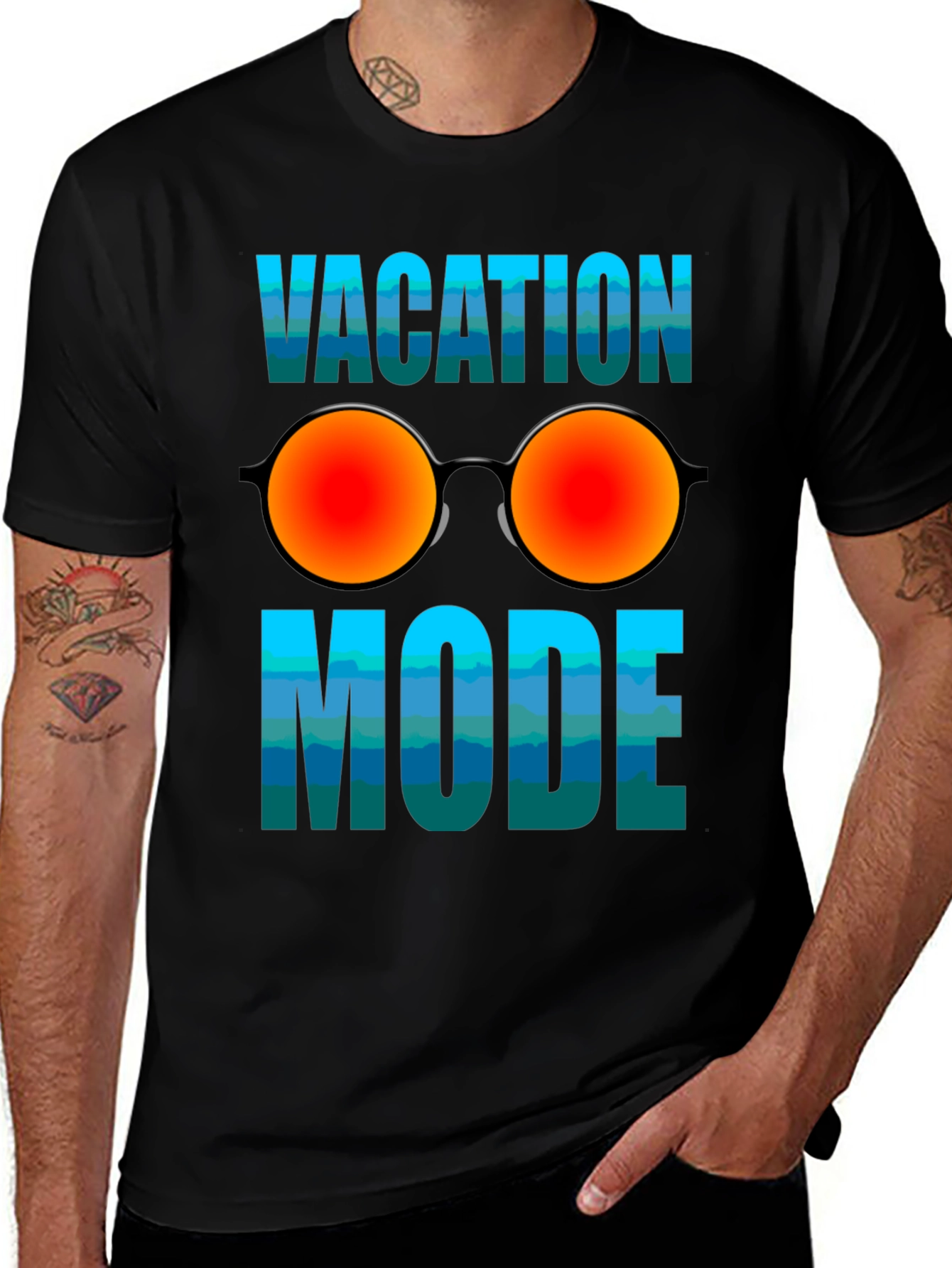 Vacation Mode T-Shirt with Sunglasses Graphic - Relaxed Fit