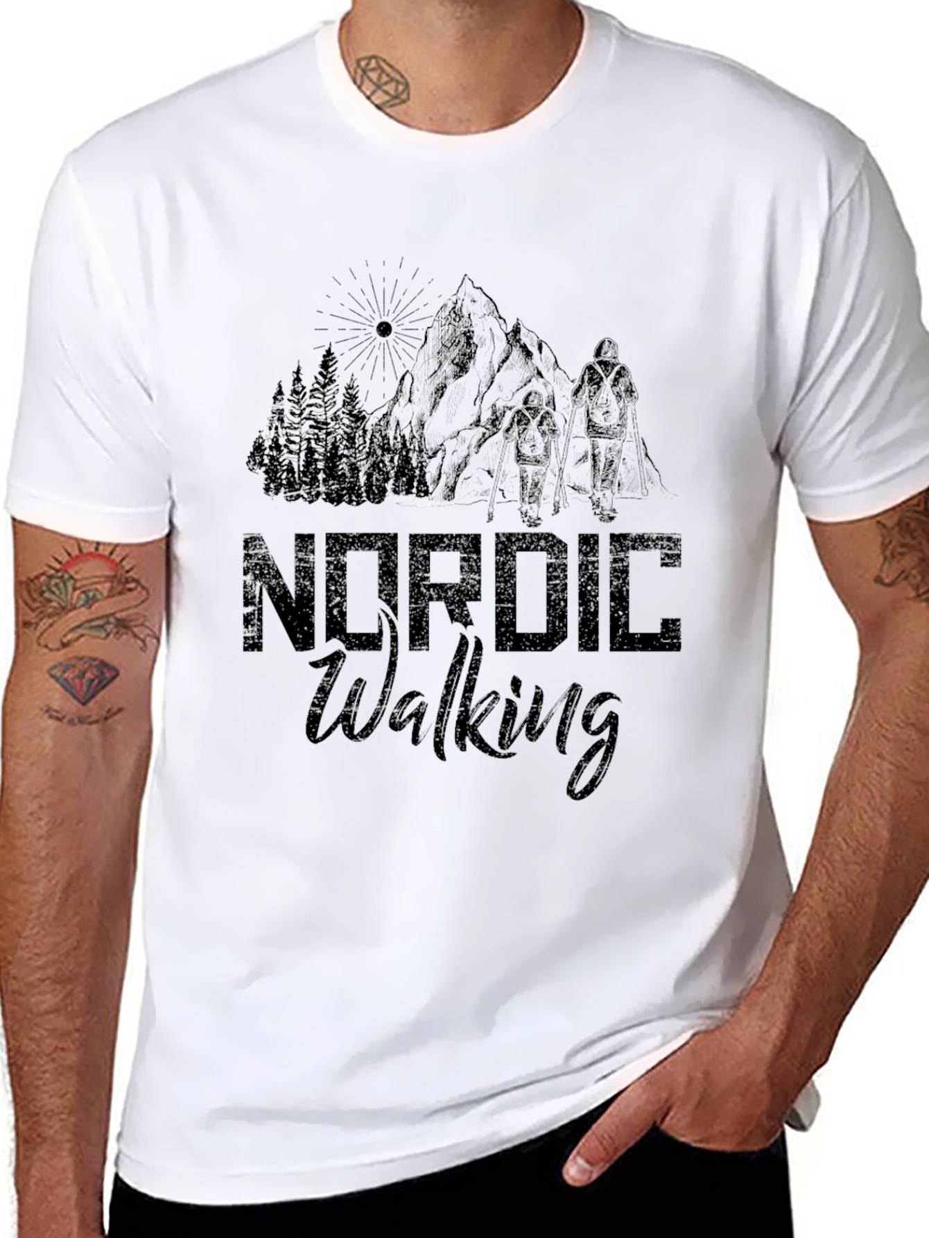 Nordic Walking Graphic Black T-Shirt