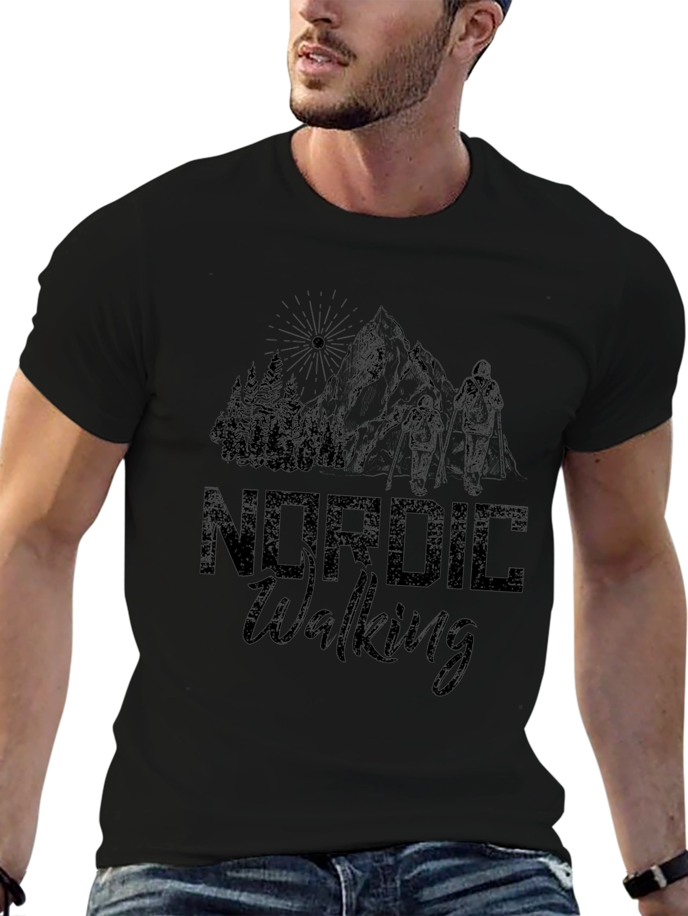 Nordic Walking Graphic Black T-Shirt