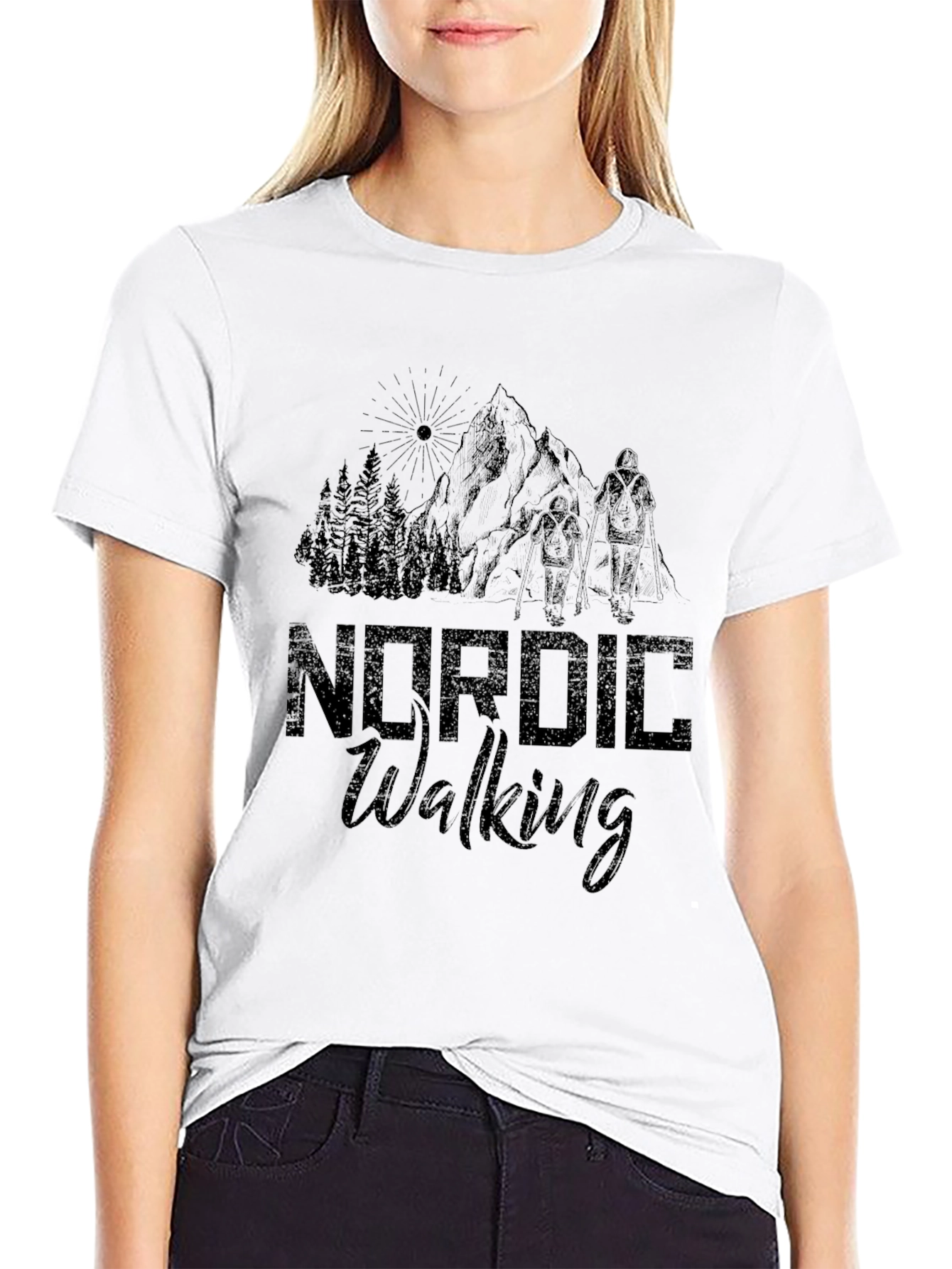 Nordic Walking Graphic Black T-Shirt