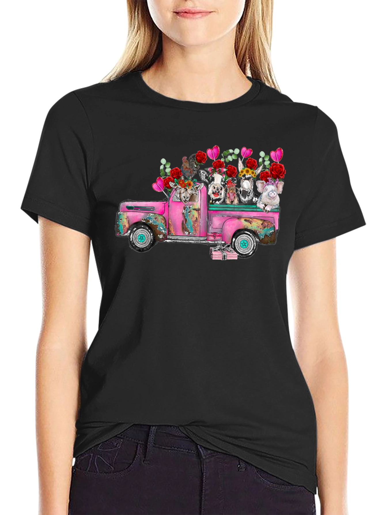 Farm Animals in Truck Graphic T-Shirt
